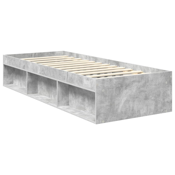 vidaXL Bed Frame Concrete Grey 75 x 190 cm Solid Pine Wood