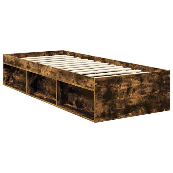 vidaXL Bed Frame Smoked Oak 75 x 190 cm Solid Pine Wood