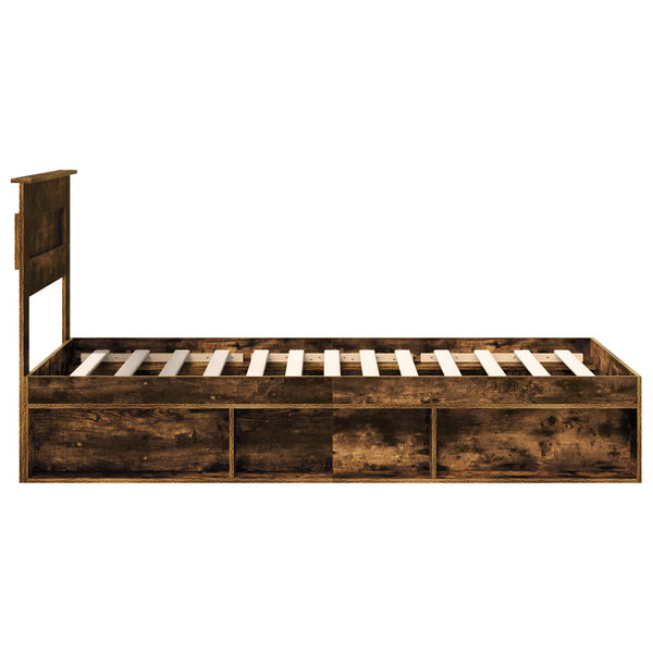 vidaXL Bed Frame Smoked Oak 75 x 190 cm Solid Pine Wood