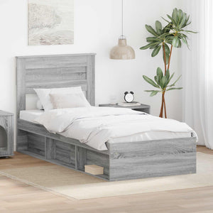 vidaXL Bed Frame Sonoma Grey 75 x 190 cm Solid Pine Wood