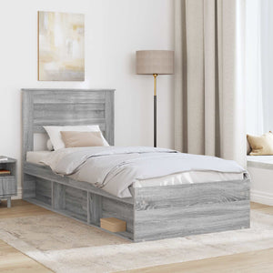 vidaXL Bed Frame Sonoma Grey 75 x 190 cm Solid Pine Wood