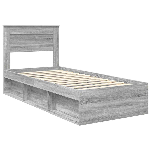 vidaXL Bed Frame Sonoma Grey 75 x 190 cm Solid Pine Wood