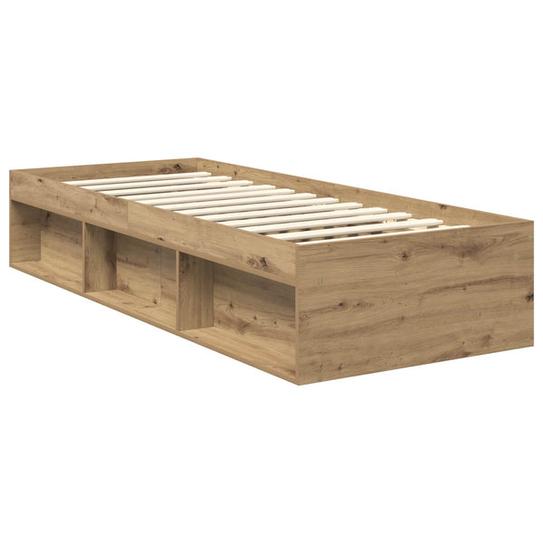 vidaXL Bed Frame Crafted Oak 75 x 190 cm Solid Pine Wood