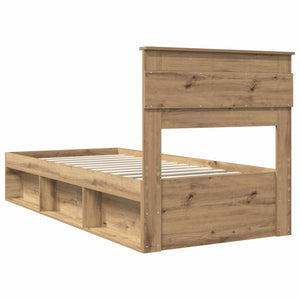 vidaXL Bed Frame Crafted Oak 75 x 190 cm Solid Pine Wood