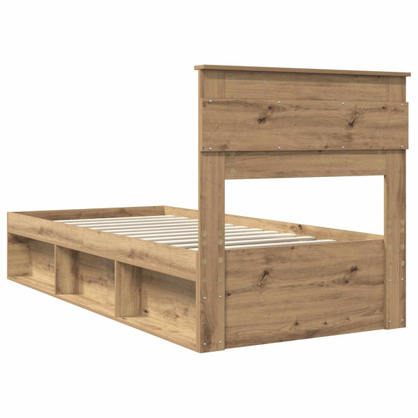 vidaXL Bed Frame Crafted Oak 75 x 190 cm Solid Pine Wood