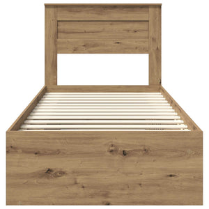 vidaXL Bed Frame Crafted Oak 75 x 190 cm Solid Pine Wood