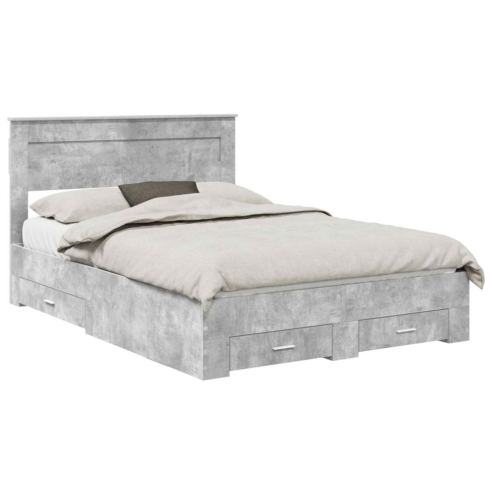 vidaXL Bed Frame with Headboard and Drawers Engineered Wood
