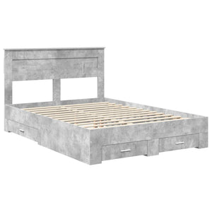 vidaXL Bed Frame with Headboard and Drawers Engineered Wood