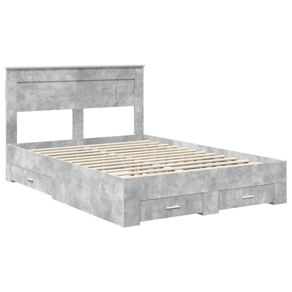 vidaXL Bed Frame with Headboard and Drawers Engineered Wood