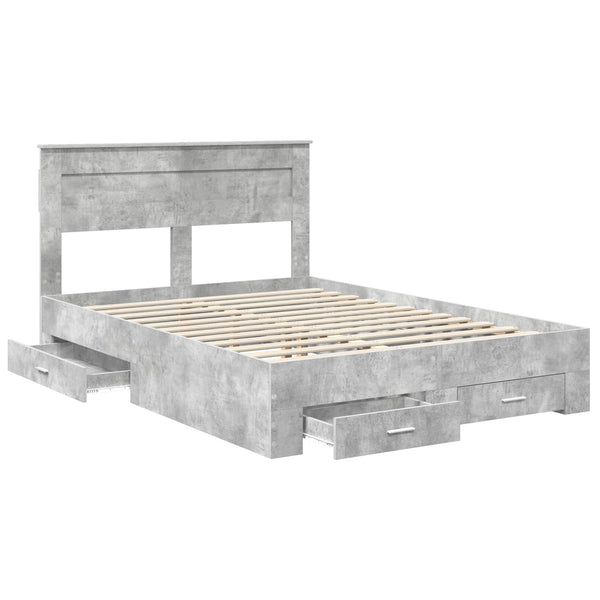 vidaXL Bed Frame with Headboard and Drawers Engineered Wood