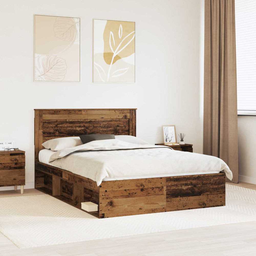 vidaXL Bed Frame Reclaimed Wood 160 x 200 cm Solid Pine Wood