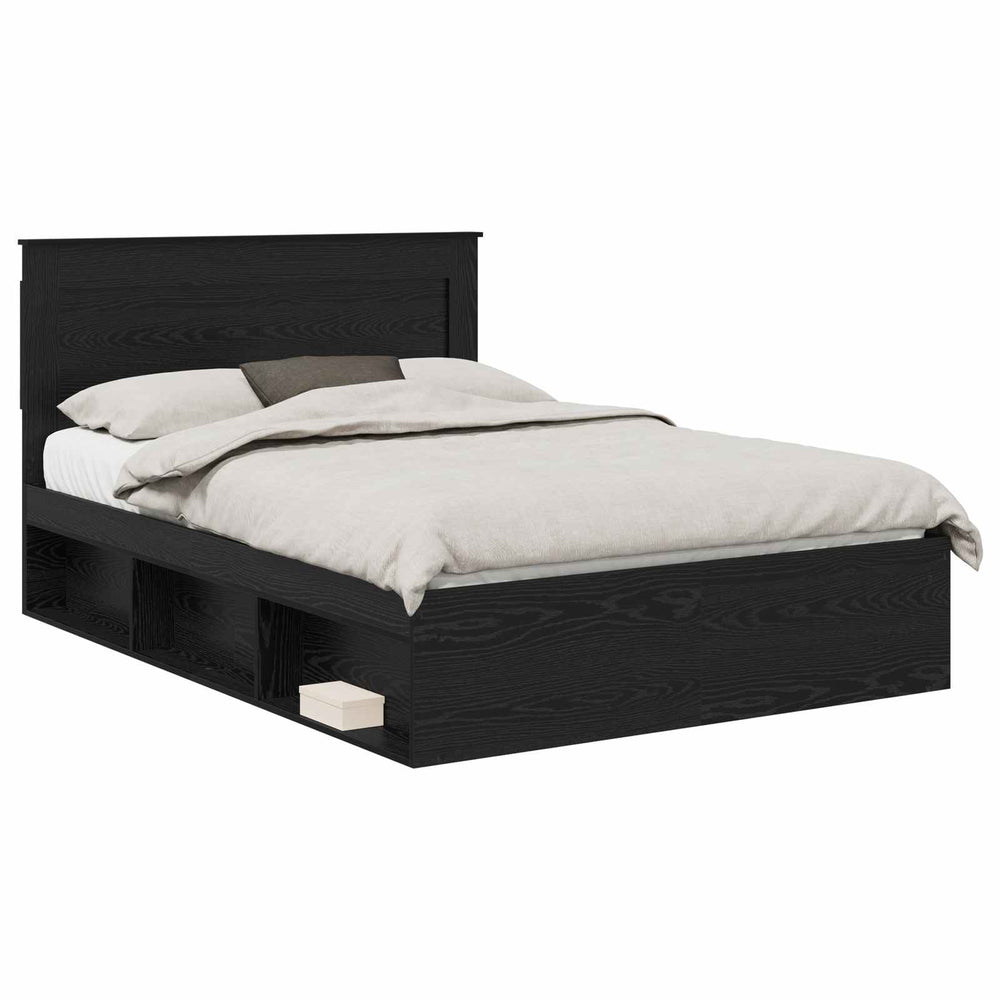 vidaXL Bed Frame Black 140 x 190 cm Solid Pine Wood