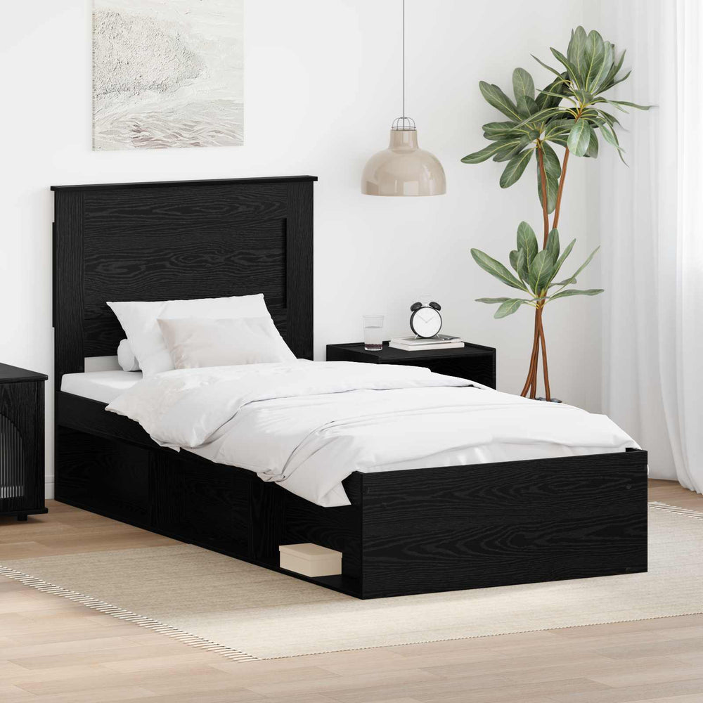 vidaXL Bed Frame Black 90 x 190 cm Solid Pine Wood