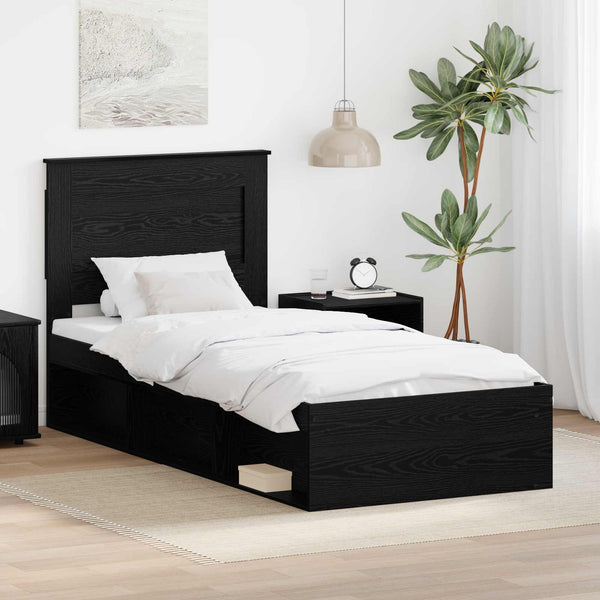 vidaXL Bed Frame Black 90 x 200 cm Solid Pine Wood
