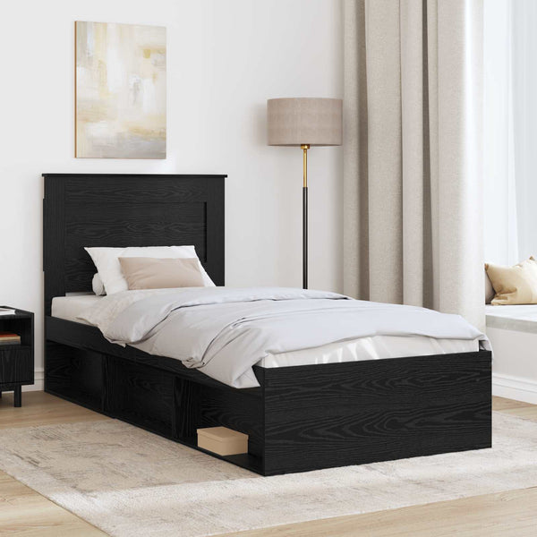vidaXL Bed Frame Black 90 x 200 cm Solid Pine Wood