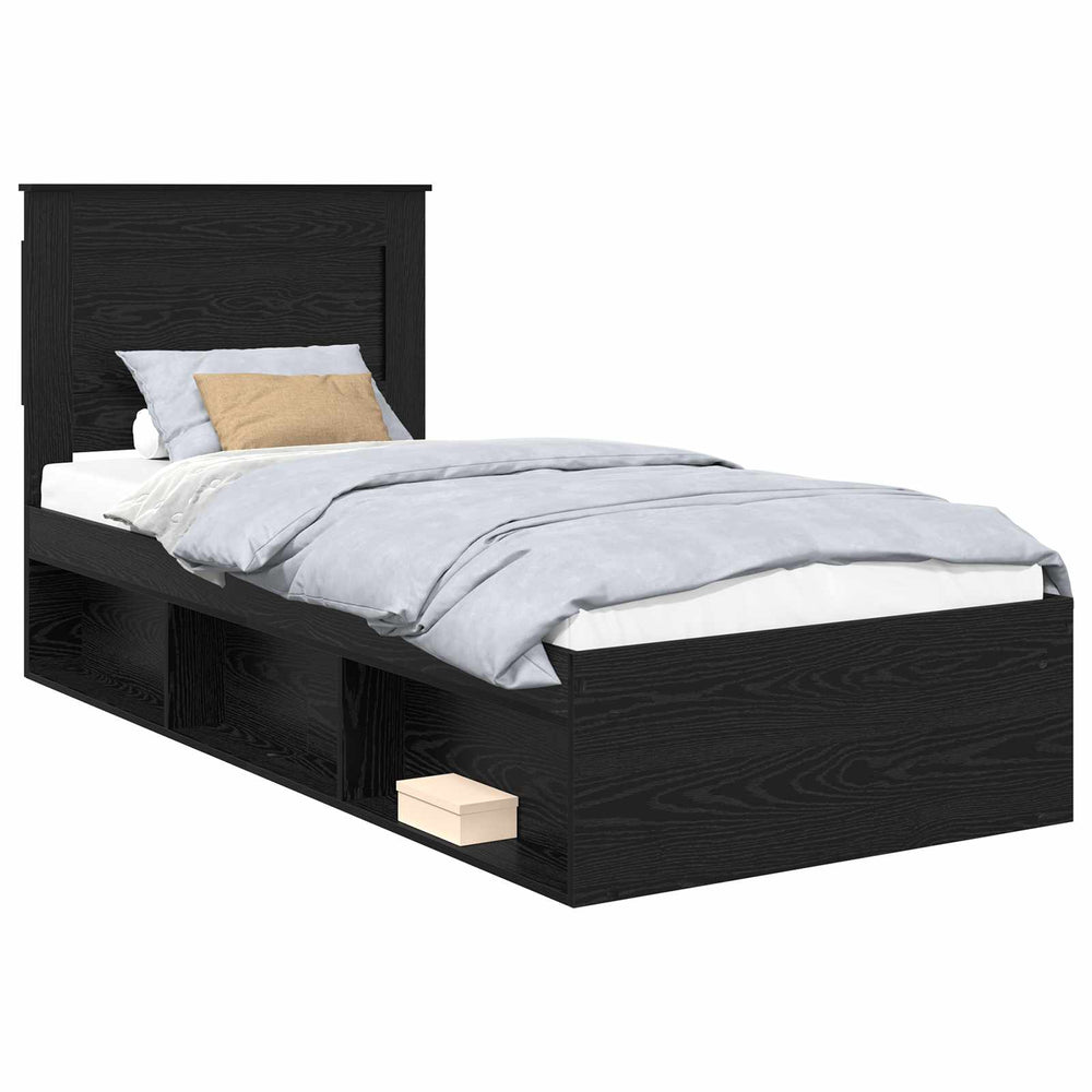 vidaXL Bed Frame Black 90 x 200 cm Solid Pine Wood