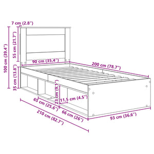 vidaXL Bed Frame Black 90 x 200 cm Solid Pine Wood