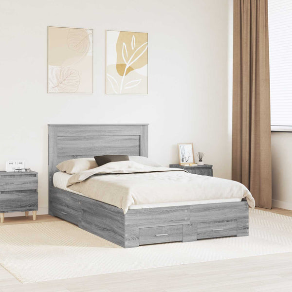 vidaXL Bed Frame with Drawers and Headboard Engineered Wood