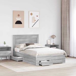 vidaXL Bed Frame with Drawers and Headboard Engineered Wood