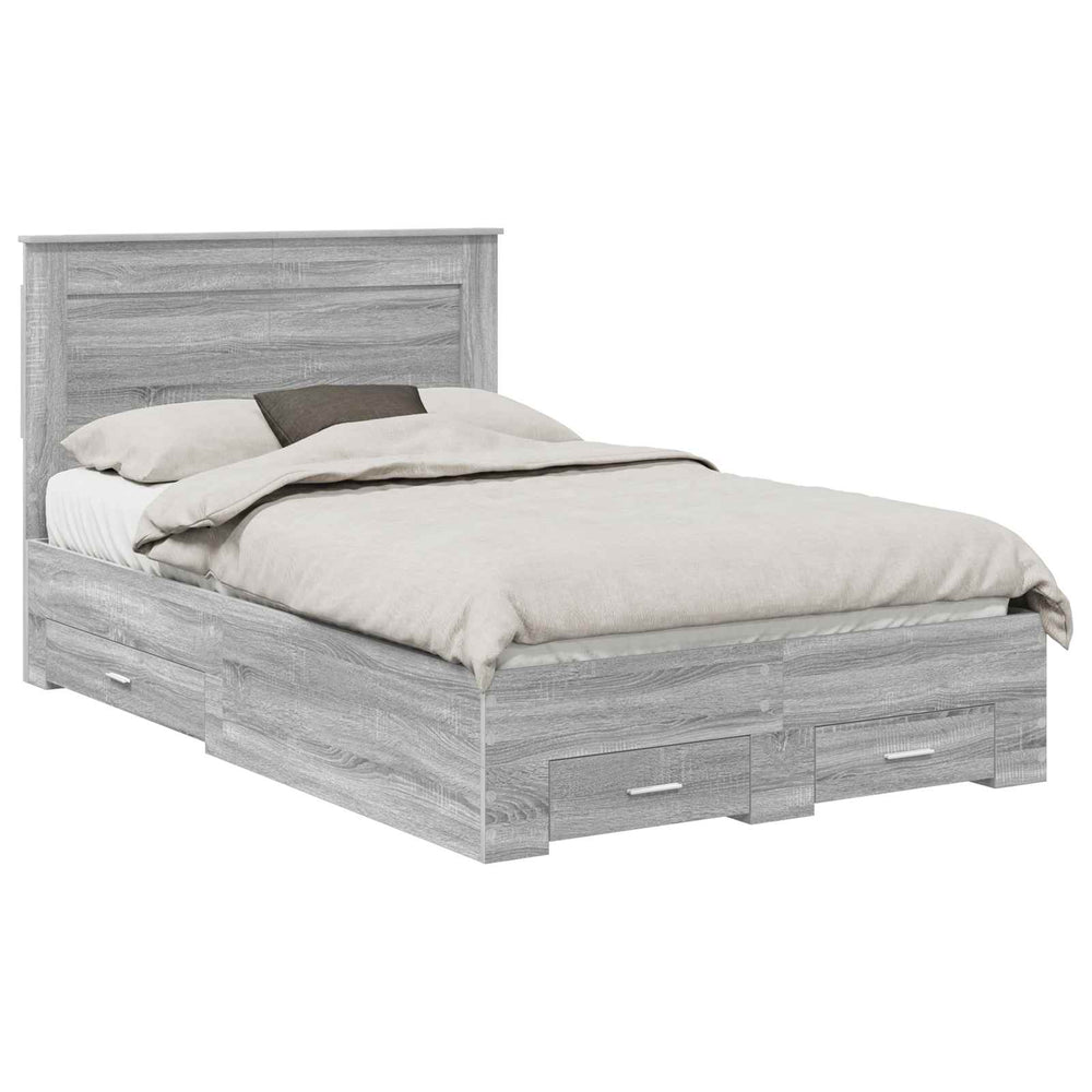 vidaXL Bed Frame with Drawers and Headboard Engineered Wood
