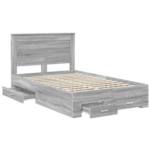 vidaXL Bed Frame with Drawers and Headboard Engineered Wood