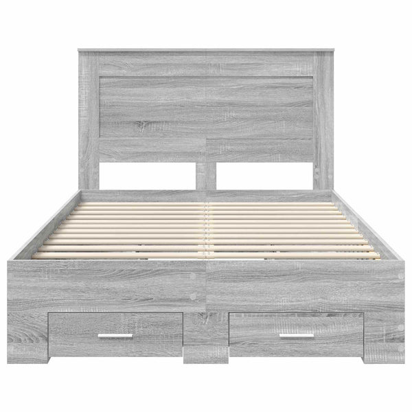 vidaXL Bed Frame with Drawers and Headboard Engineered Wood