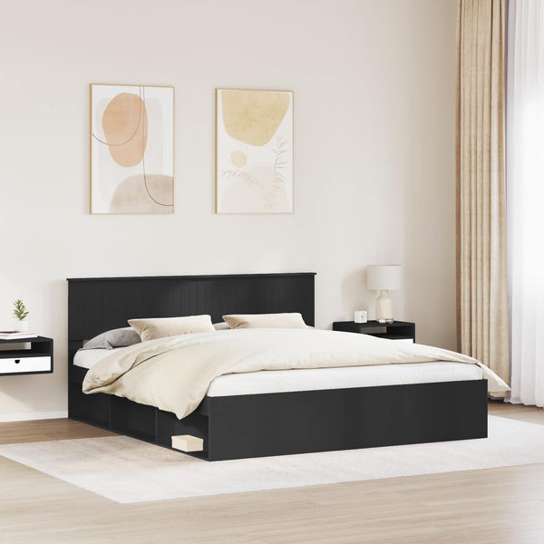 vidaXL Bed Frame Black 180 x 200 cm Solid Pine Wood