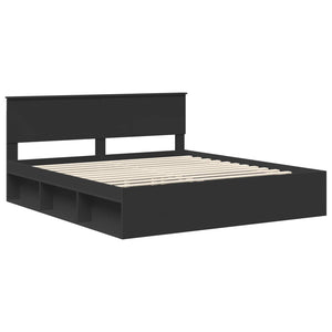 vidaXL Bed Frame Black 180 x 200 cm Solid Pine Wood