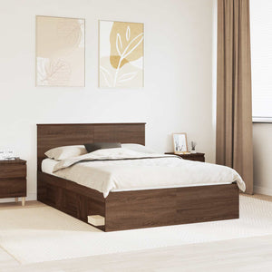 vidaXL Bed Frame Brown Oak Look 140 x 200 cm Solid Pine Wood