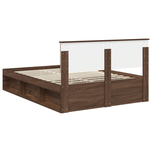 vidaXL Bed Frame Brown Oak Look 140 x 200 cm Solid Pine Wood