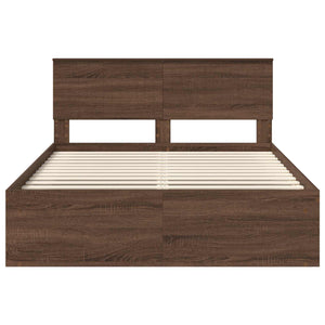 vidaXL Bed Frame Brown Oak Look 140 x 200 cm Solid Pine Wood