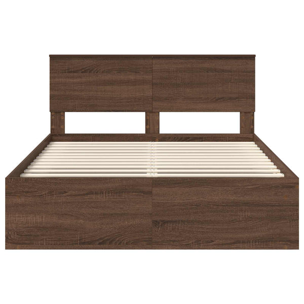 vidaXL Bed Frame Brown Oak Look 140 x 200 cm Solid Pine Wood