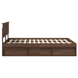 vidaXL Bed Frame Brown Oak Look 140 x 200 cm Solid Pine Wood