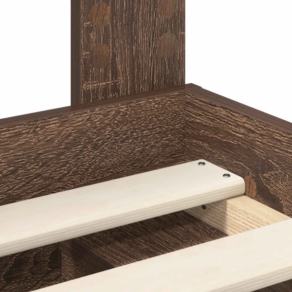 vidaXL Bed Frame Brown Oak Look 120 x 200 cm Solid Pine Wood