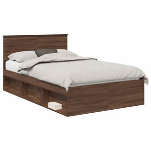 vidaXL Bed Frame Brown Oak Look 120 x 190 cm Solid Pine Wood