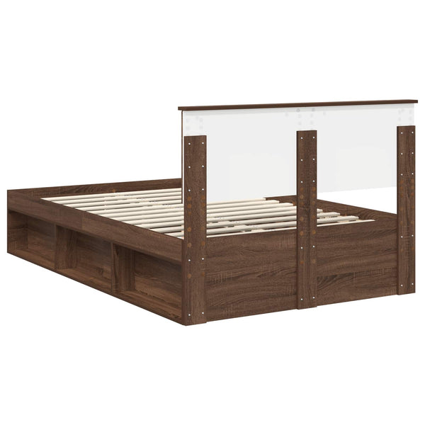 vidaXL Bed Frame Brown Oak Look 120 x 190 cm Solid Pine Wood
