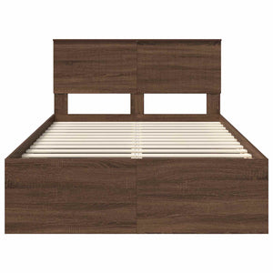 vidaXL Bed Frame Brown Oak Look 120 x 190 cm Solid Pine Wood