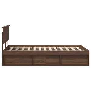vidaXL Bed Frame Brown Oak Look 120 x 190 cm Solid Pine Wood