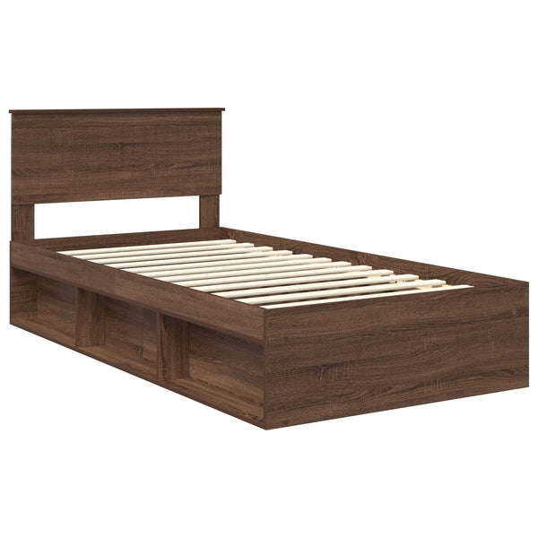 vidaXL Bed Frame Brown Oak Look 100 x 200 cm Solid Pine Wood
