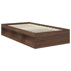 vidaXL Bed Frame Brown Oak Look 100 x 200 cm Solid Pine Wood