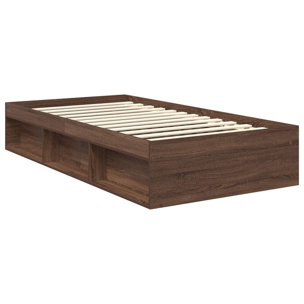 vidaXL Bed Frame Brown Oak Look 100 x 200 cm Solid Pine Wood