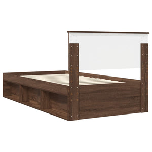 vidaXL Bed Frame Brown Oak Look 100 x 200 cm Solid Pine Wood
