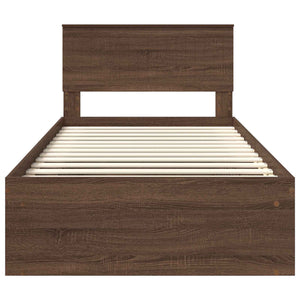 vidaXL Bed Frame Brown Oak Look 100 x 200 cm Solid Pine Wood
