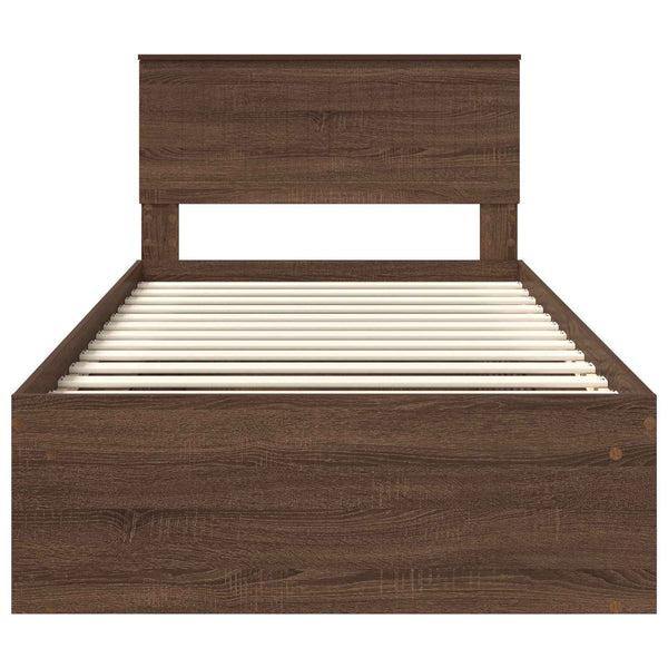 vidaXL Bed Frame Brown Oak Look 100 x 200 cm Solid Pine Wood