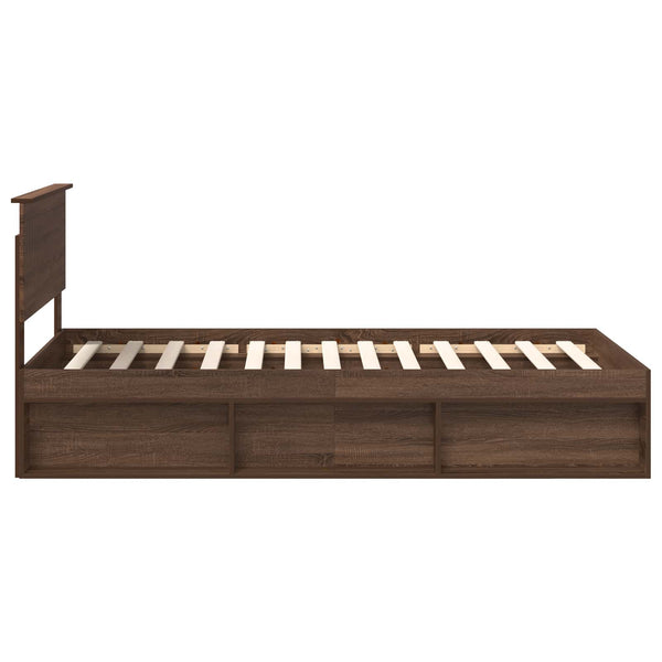 vidaXL Bed Frame Brown Oak Look 100 x 200 cm Solid Pine Wood