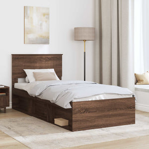 vidaXL Bed Frame Brown Oak Look 90 x 200 cm Solid Pine Wood
