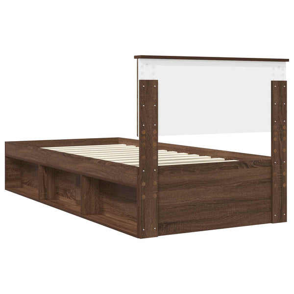 vidaXL Bed Frame Brown Oak Look 90 x 190 cm Solid Pine Wood