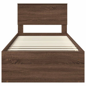 vidaXL Bed Frame Brown Oak Look 90 x 190 cm Solid Pine Wood