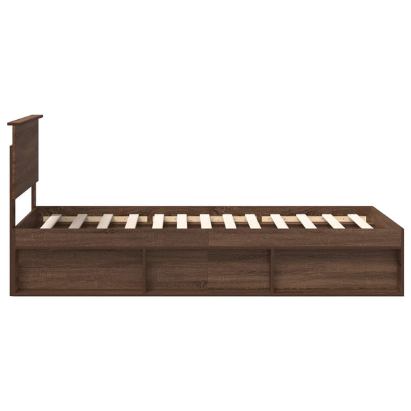 vidaXL Bed Frame Brown Oak Look 90 x 190 cm Solid Pine Wood