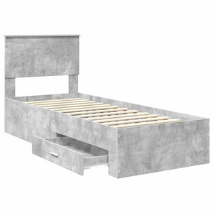 vidaXL Bed Frame Concrete Grey and Silver 70 x 190 cm Engineered Wood